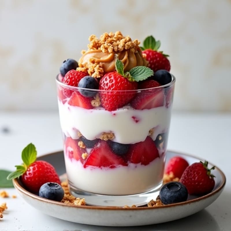 Greek Yogurt Protein Parfait with Mixed Berries and Almond Butter