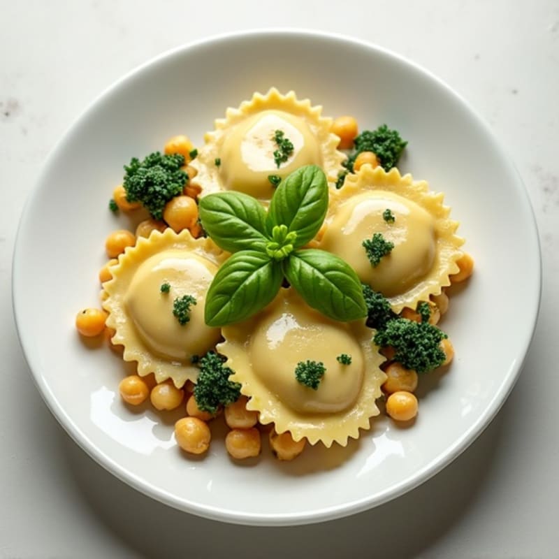 Creamy Spinach Ricotta Ravioli with Herb Sauce