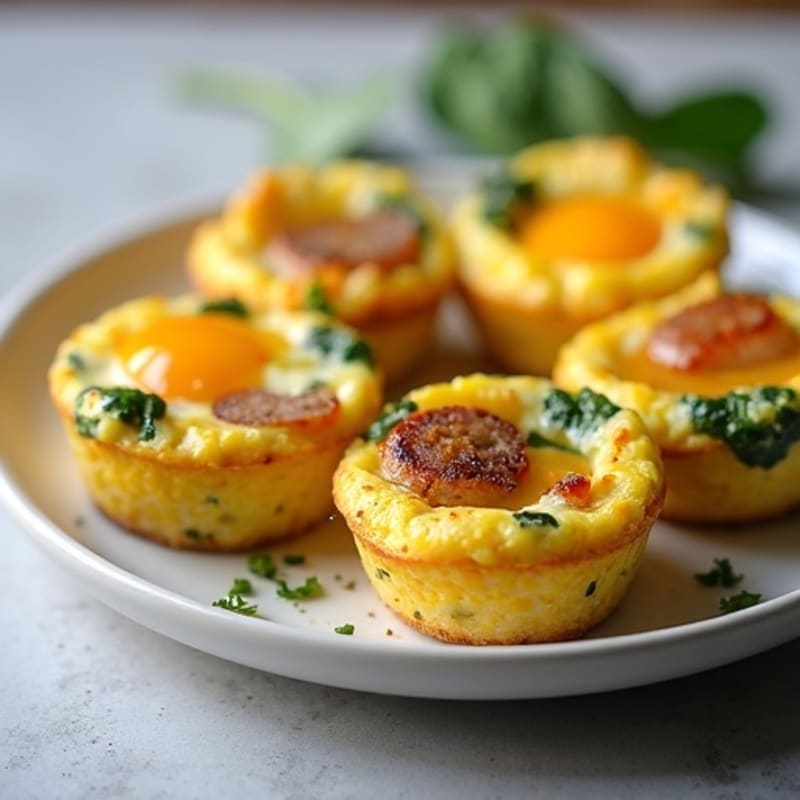 Fluffy Baked Egg Cups with Turkey Sausage and Spinach