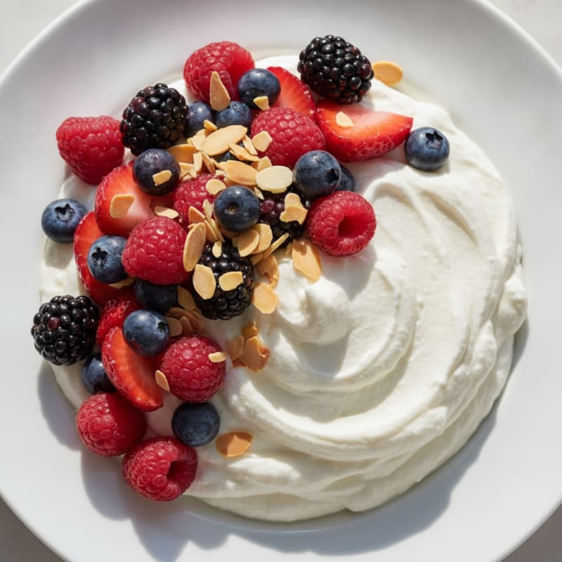 Silky Greek Yogurt Protein Mousse with Mixed Berries
