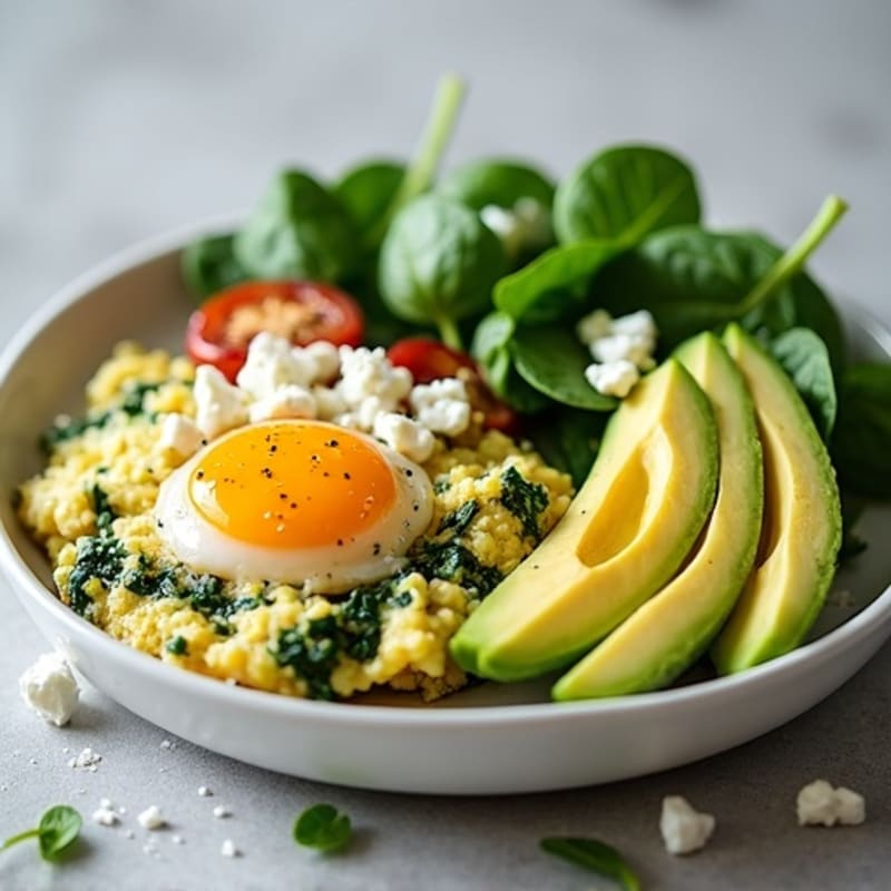 Egg White and Spinach Scramble with Turkey Sausage