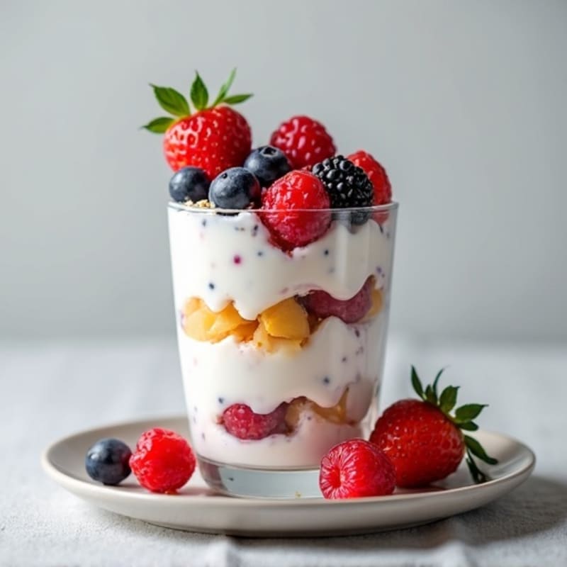 Greek Yogurt Protein Parfait with Mixed Berries