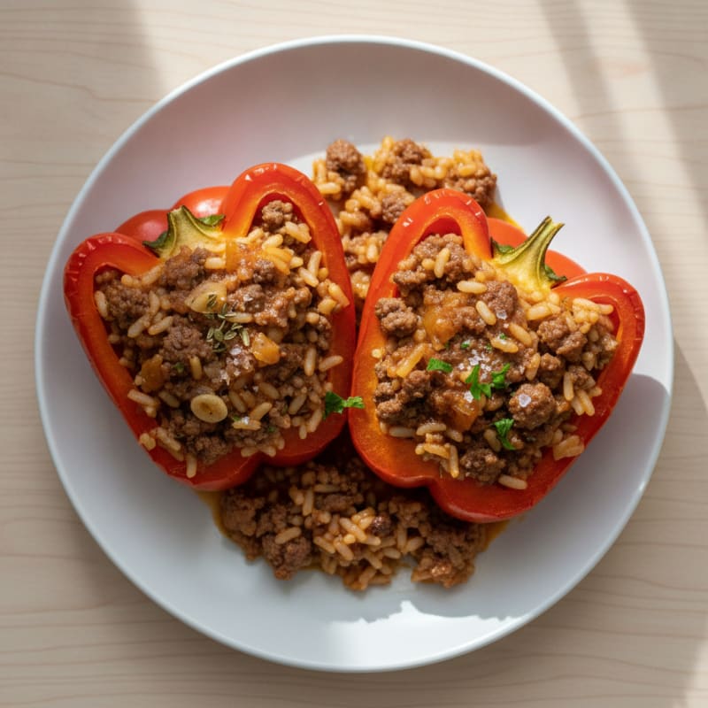Beef and Rice Stuffed Bell Peppers