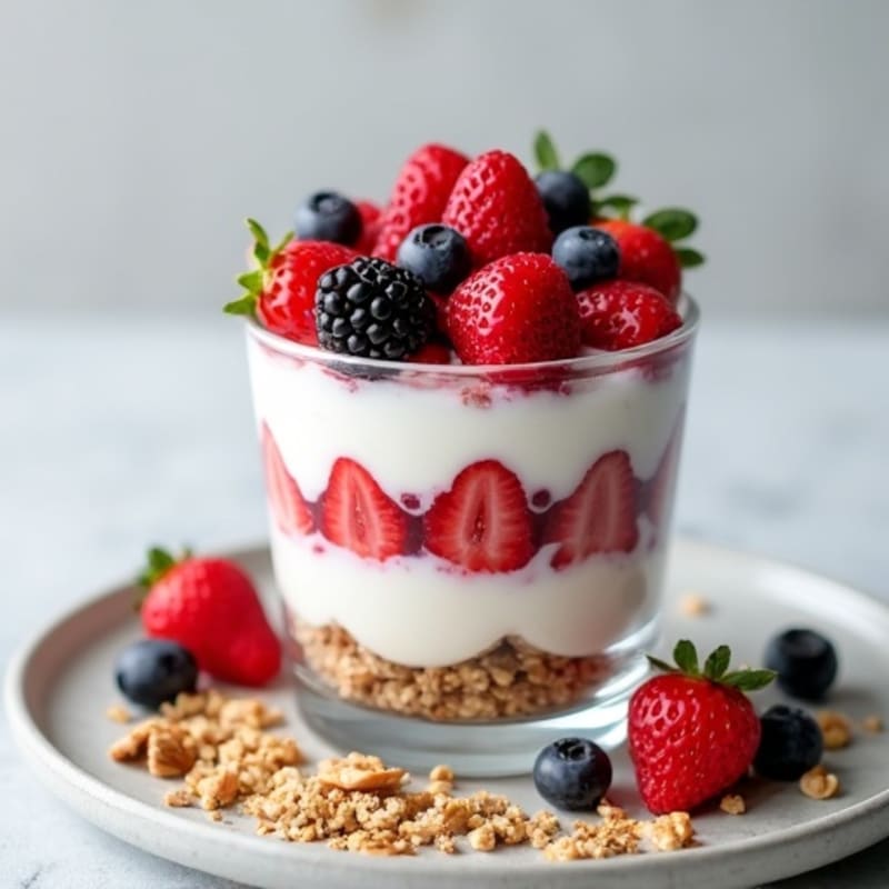 Greek Yogurt Protein Parfait with Mixed Berries