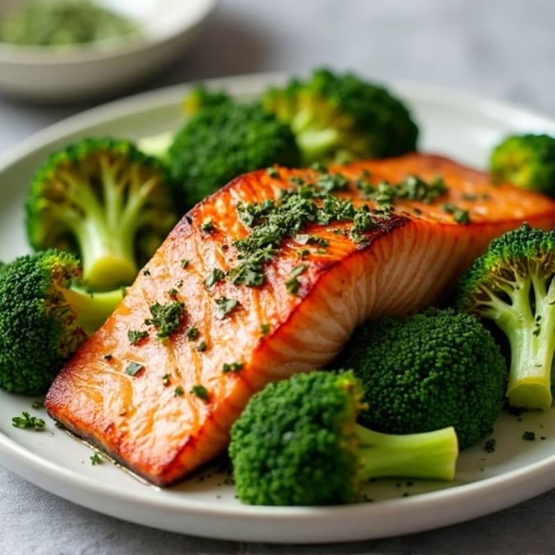 10-Minute Sheet Pan Pesto Salmon with Roasted Broccoli