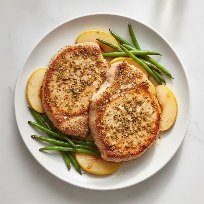 Herb-Crusted Pork Chops with Roasted Apples