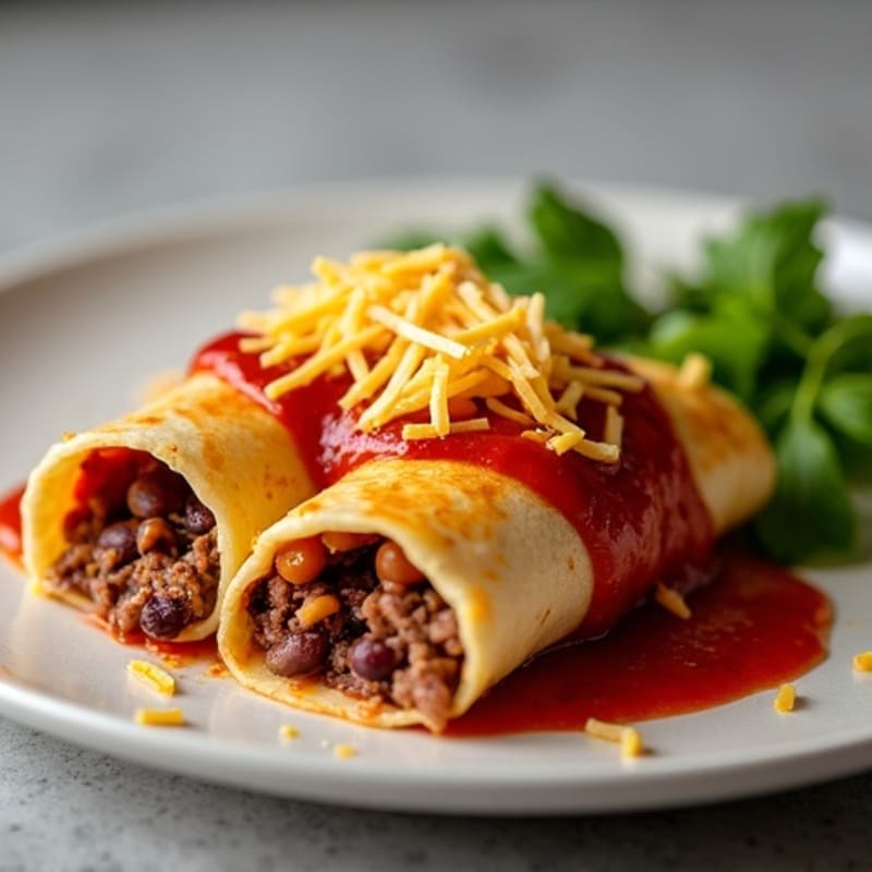 Black Bean and Grass-Fed Beef Enchiladas with Roasted Red Sauce