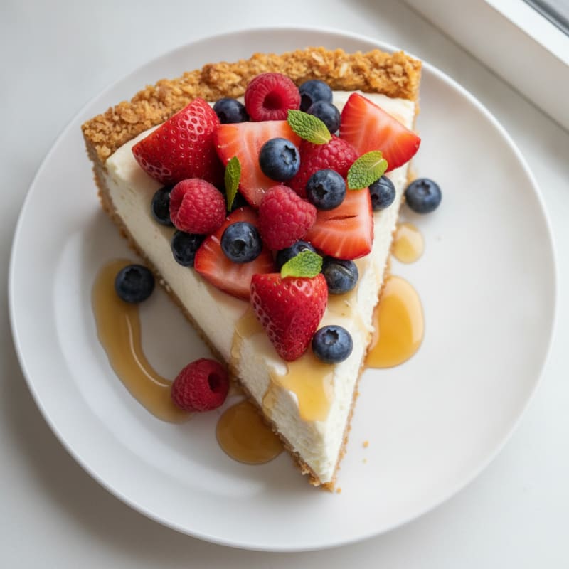 Creamy Protein Cheesecake with Greek Yogurt and Fresh Berries