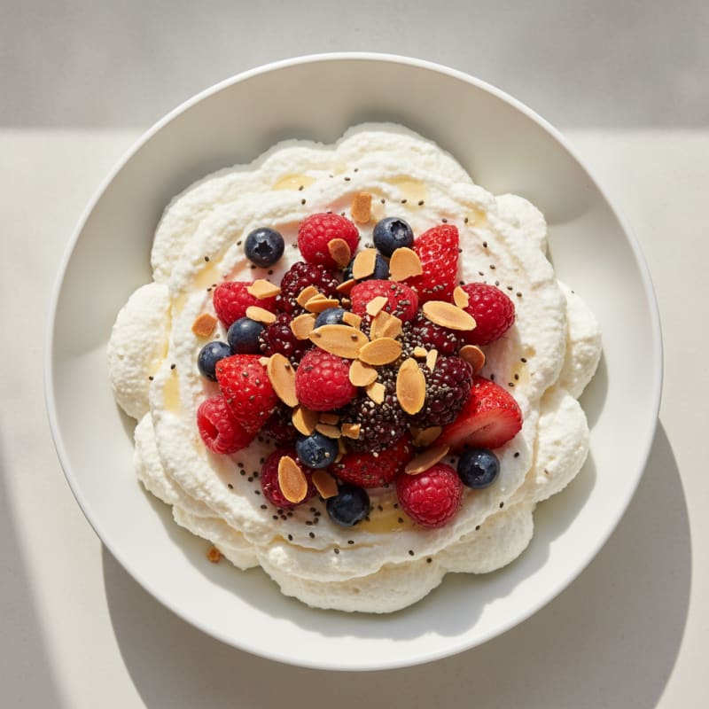 Greek Yogurt Protein Mousse with Mixed Berries