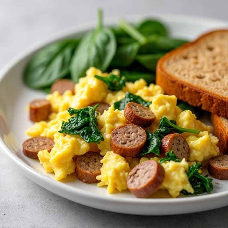 Egg White and Turkey Sausage Scramble with Spinach
