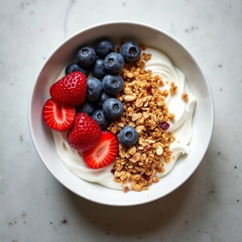 Creamy Greek Yogurt Bowl with Protein Granola and Mixed Berries