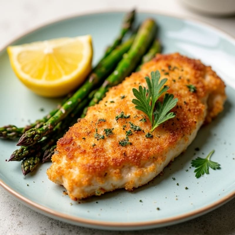 Crispy Lemon-Herb Chicken with Roasted Asparagus