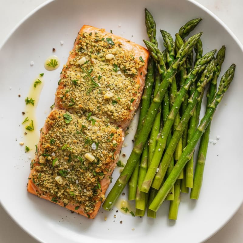 Herb-Crusted Salmon with Roasted Asparagus