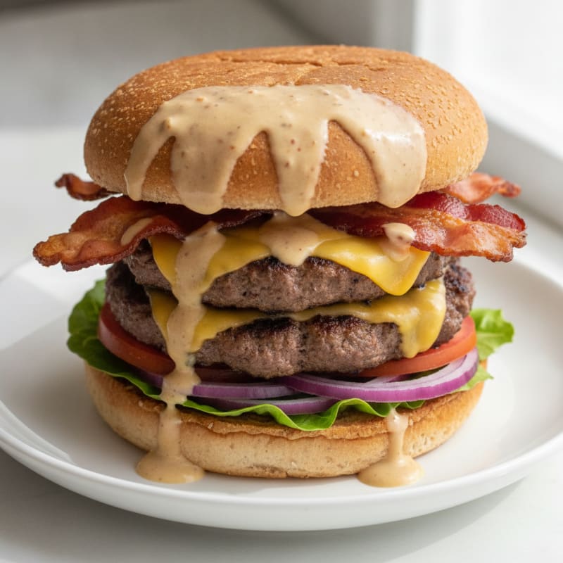Double Bacon Cheeseburger with Secret Sauce