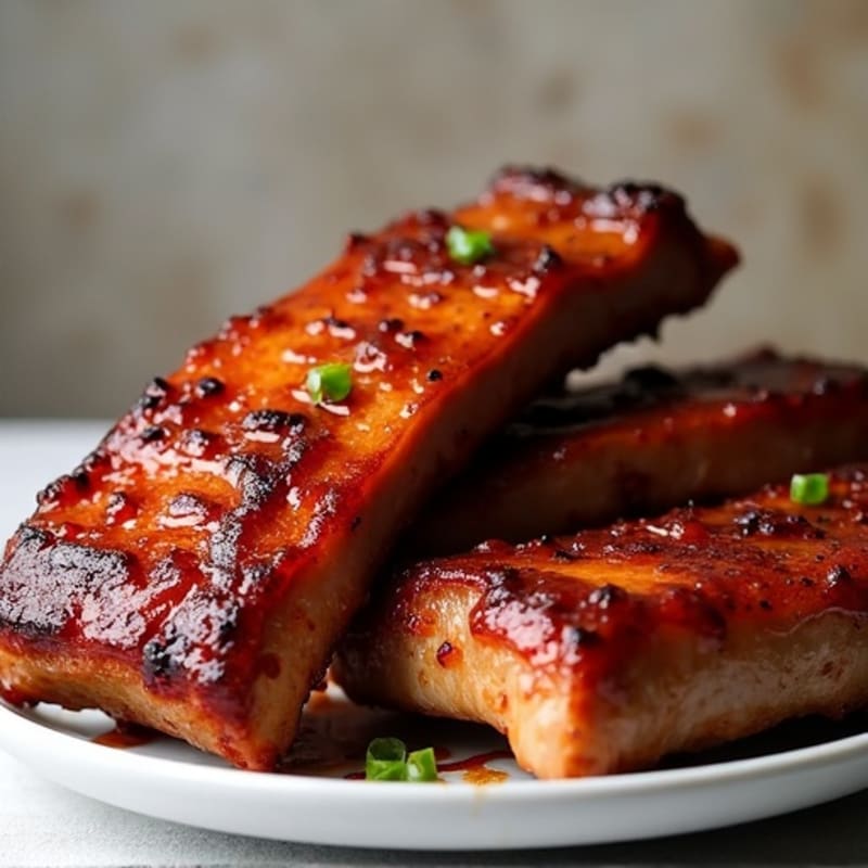 Crispy Roasted Pork Ribs with Tangy BBQ Glaze