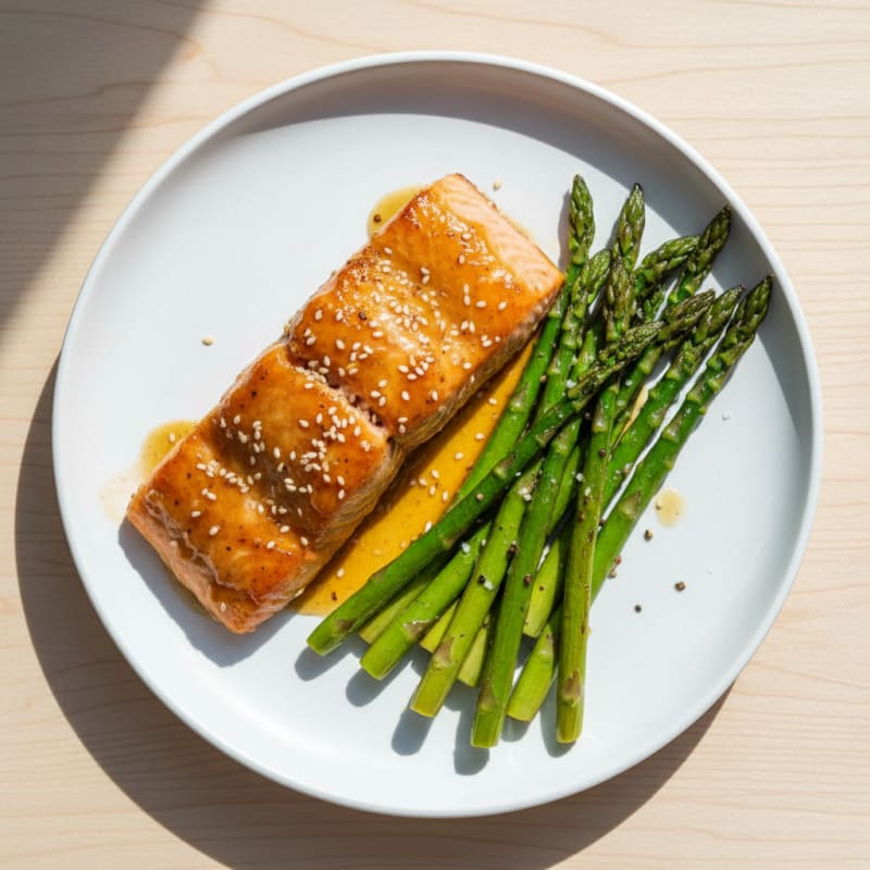 Golden Teriyaki-Glazed Salmon with Roasted Asparagus