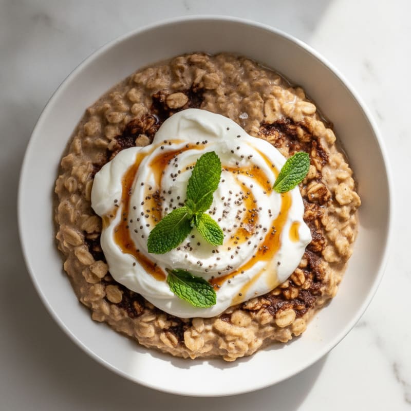 Vanilla Cocoa Overnight Oats with Greek Yogurt
