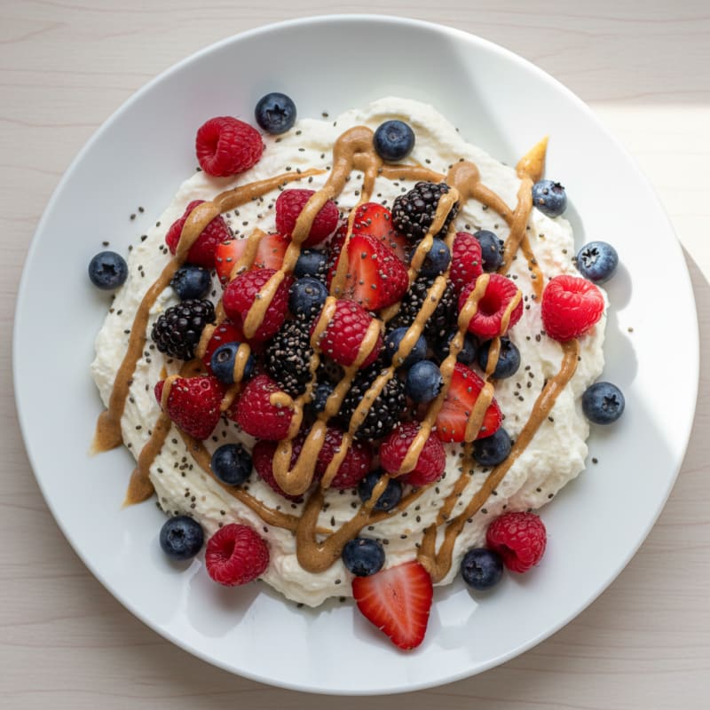Silky Greek Yogurt Protein Mousse with Mixed Berries