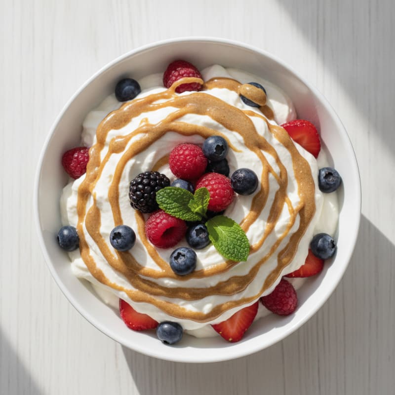 Creamy Greek Yogurt Protein Pudding with Mixed Berries