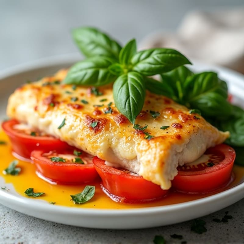 Baked Chicken with Fresh Tomato, Basil, and Melty Mozzarella