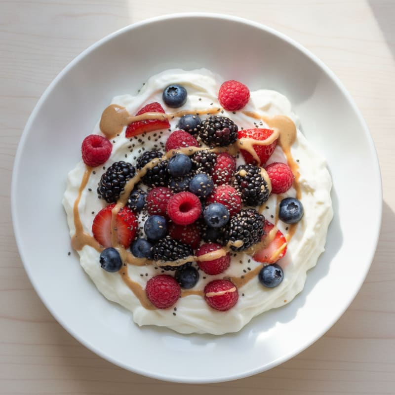 Silky Greek Yogurt Protein Pudding with Mixed Berries