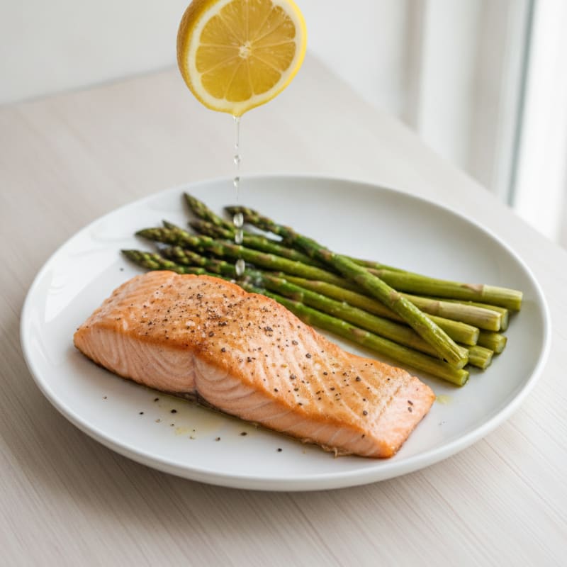 Pan-Seared Salmon with Roasted Asparagus