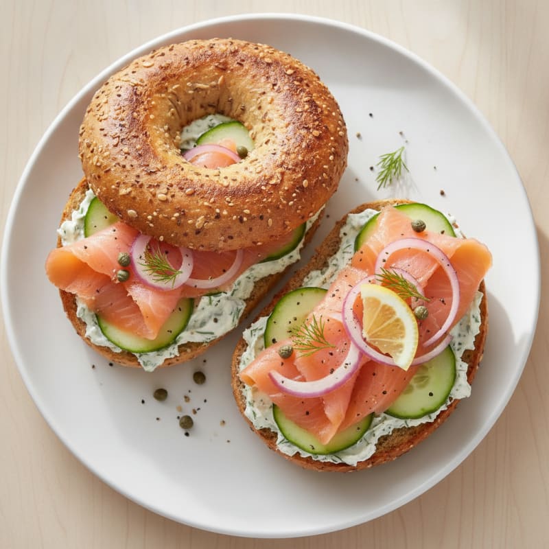 Smoked Salmon Bagel with Dill Cream Cheese