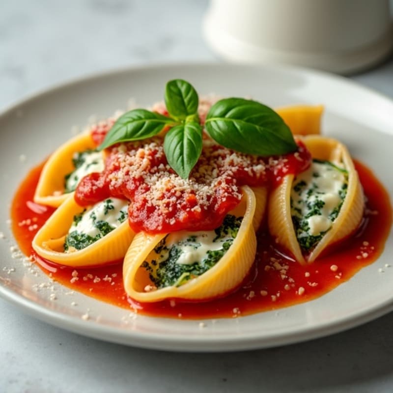Creamy Ricotta-Spinach Stuffed Pasta Shells