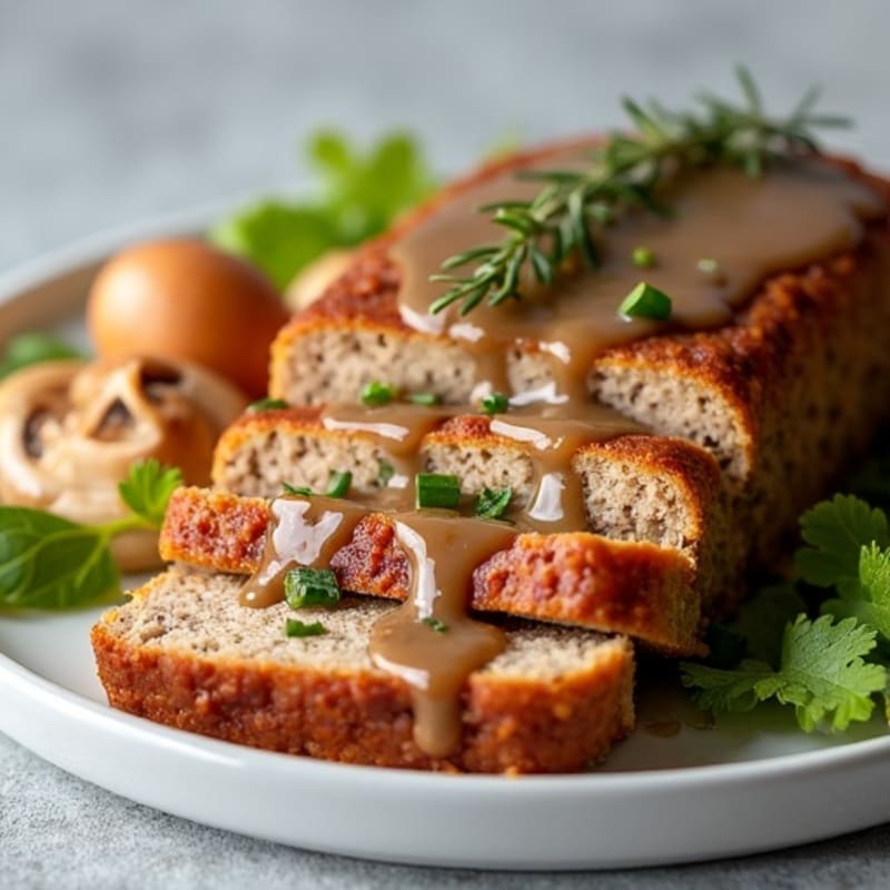 Herb-Seasoned Turkey Meatloaf with Mushroom Gravy
