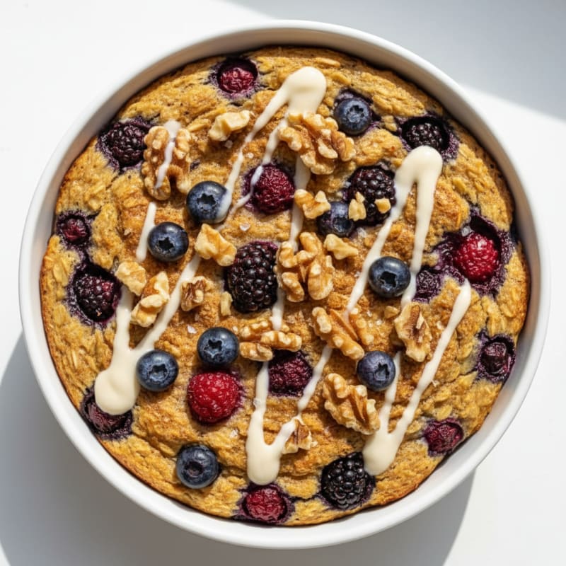 Baked Berry Oatmeal with Toasted Nuts