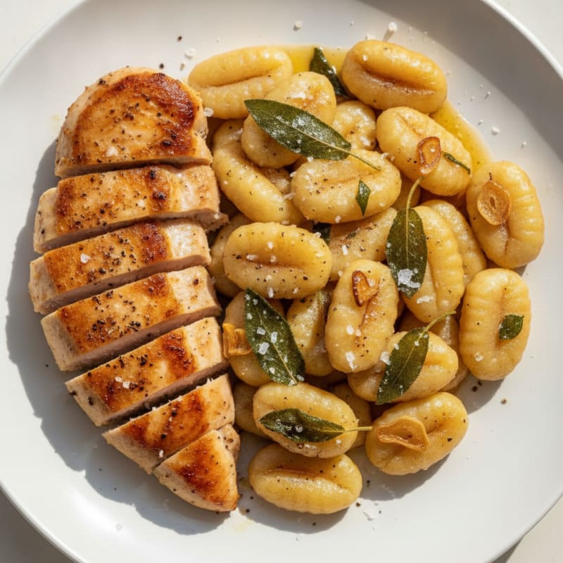 Ricotta Gnocchi with Sage Brown Butter and Pan-Seared Chicken