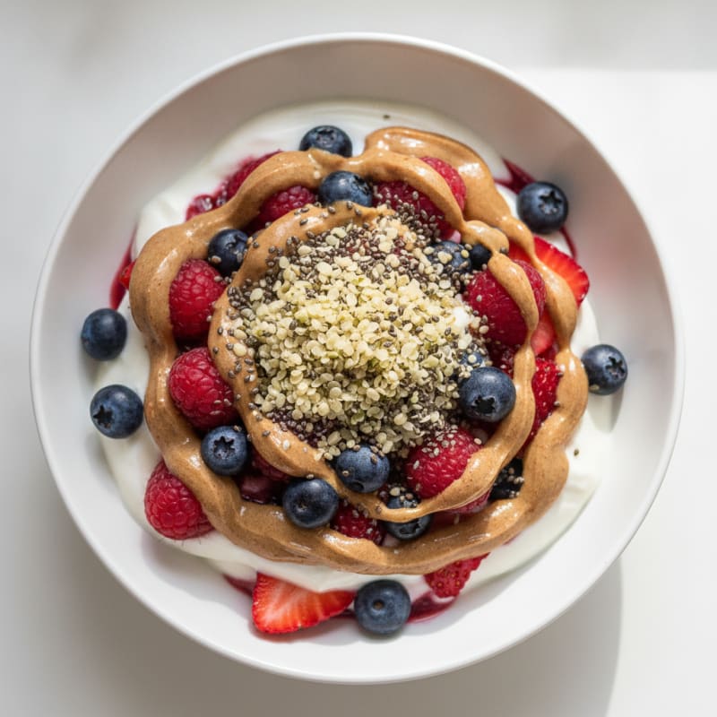 Greek Yogurt Parfait with Berries and Almond Butter