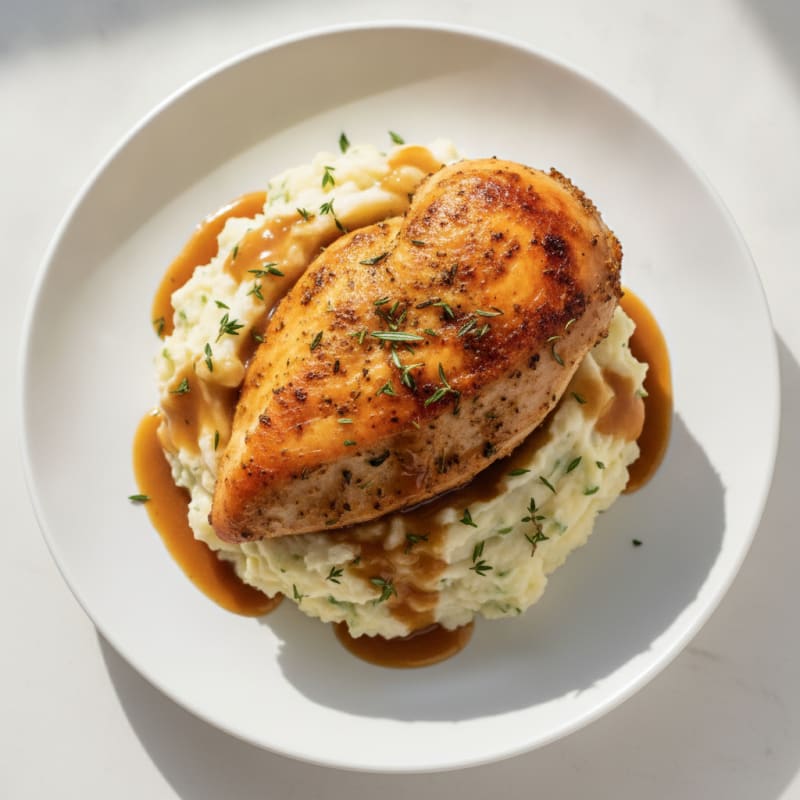 Roasted Chicken with Garlic Mashed Potatoes