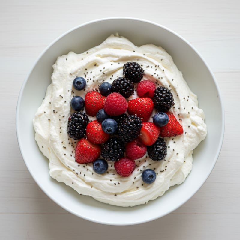 Greek Yogurt Protein Mousse with Mixed Berries