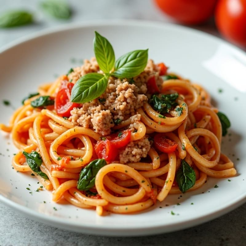 Hearty Lean Ground Turkey Pasta with Fresh Tomato Sauce