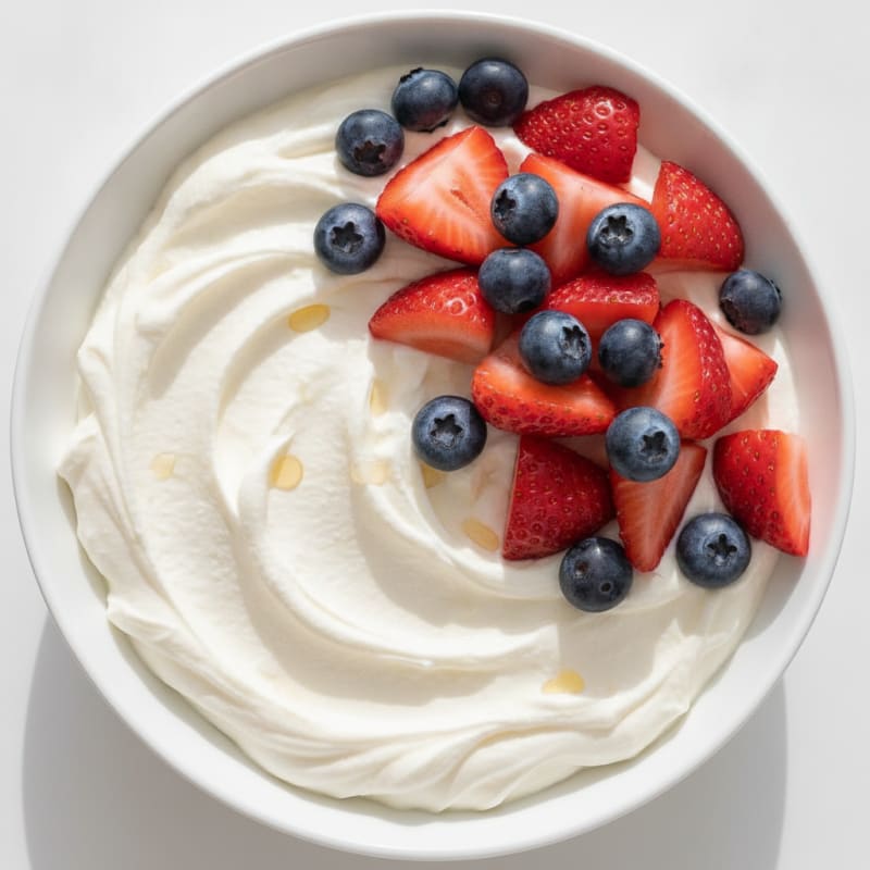 Creamy Greek Yogurt with Protein Powder and Fresh Berries