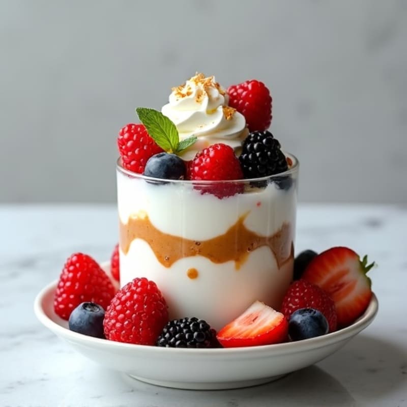 Creamy Greek Yogurt Parfait with Almond Butter and Mixed Berries