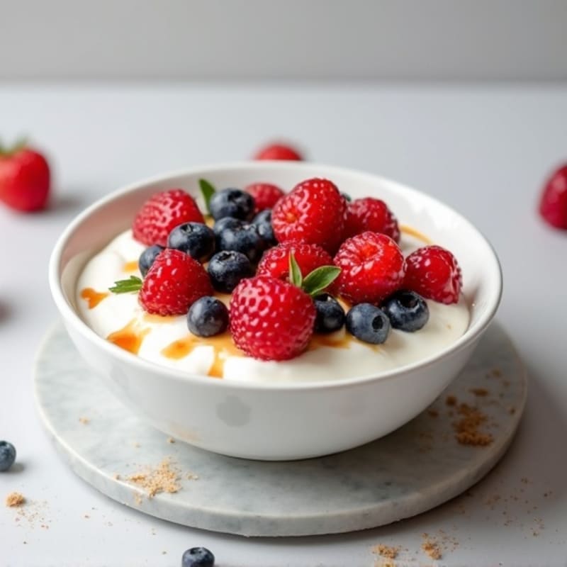 Creamy Greek Yogurt Protein Bowl with Mixed Berries and Almond Butter