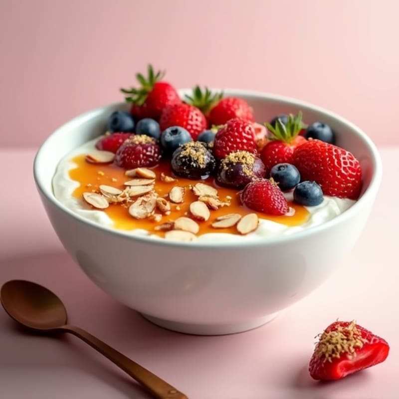 Honey Vanilla Greek Yogurt Power Bowl with Fresh Berries