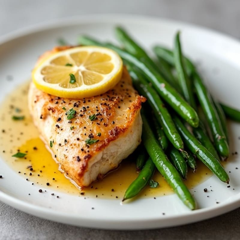 Lemon Garlic Roasted Chicken with Crispy Green Beans