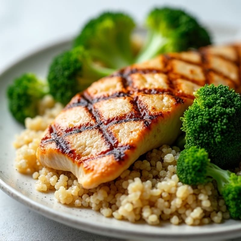 Grilled Chicken Breast with Quinoa and Steamed Broccoli