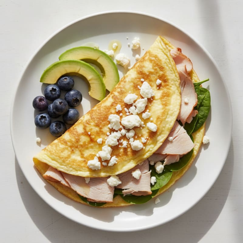 Egg White Omelette with Turkey, Spinach and Feta