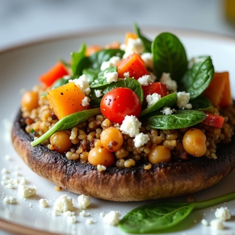 Roasted Quinoa and Vegetable Stuffed Portobello Mushrooms