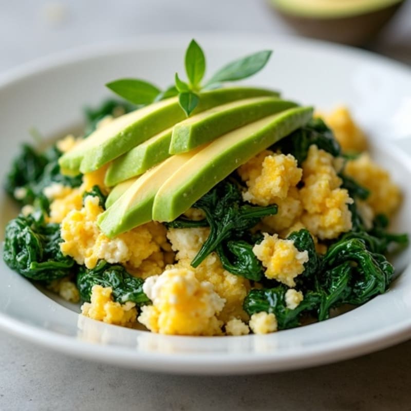 Egg White and Cottage Cheese Scramble with Sautéed Spinach