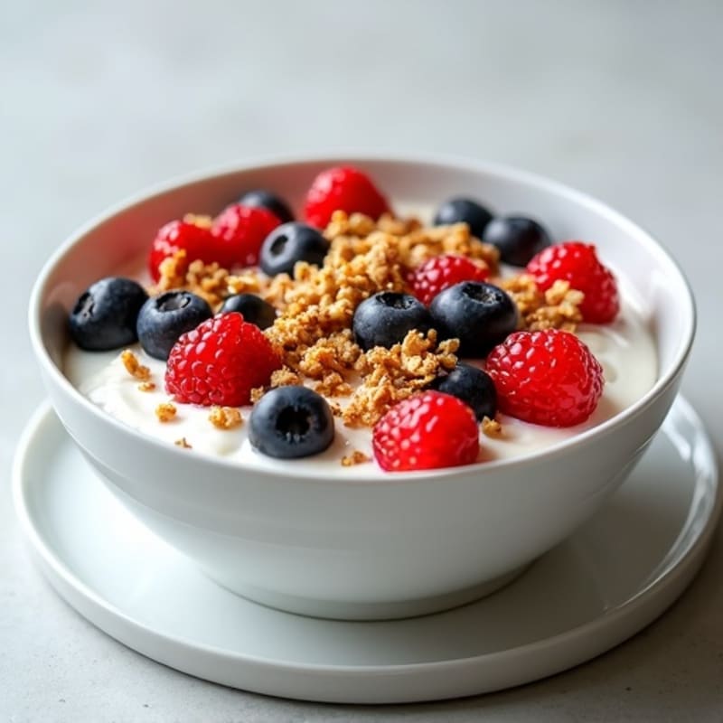 Creamy Greek Yogurt Bowl with Fresh Berries and Crunchy Granola
