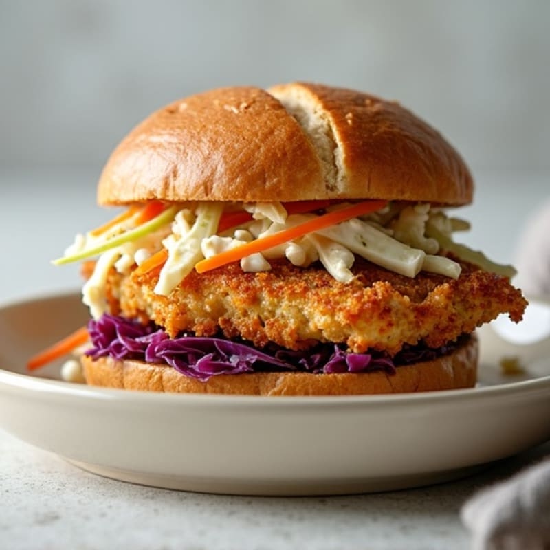 Crispy Baked Chicken Sandwich with Creamy Slaw