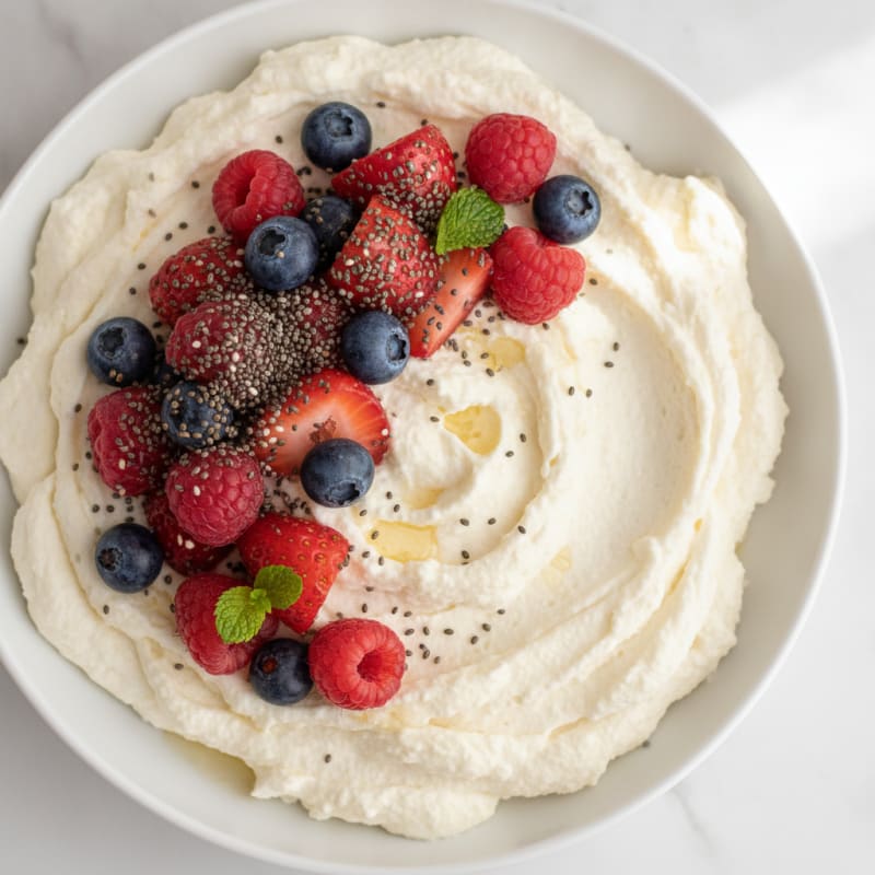 Greek Yogurt Protein Mousse with Mixed Berries