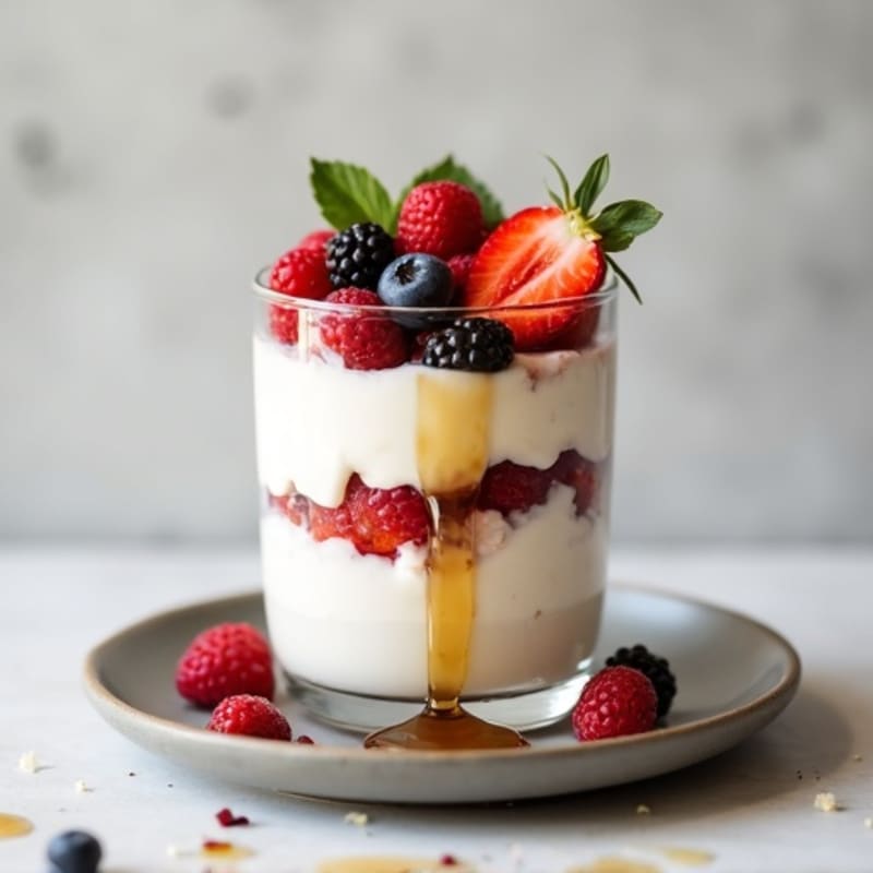 Vanilla Greek Yogurt Protein Parfait with Berries