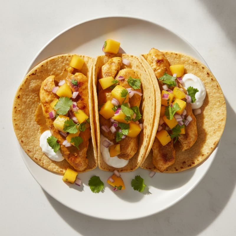 Curried Chicken Tacos with Mango Salsa