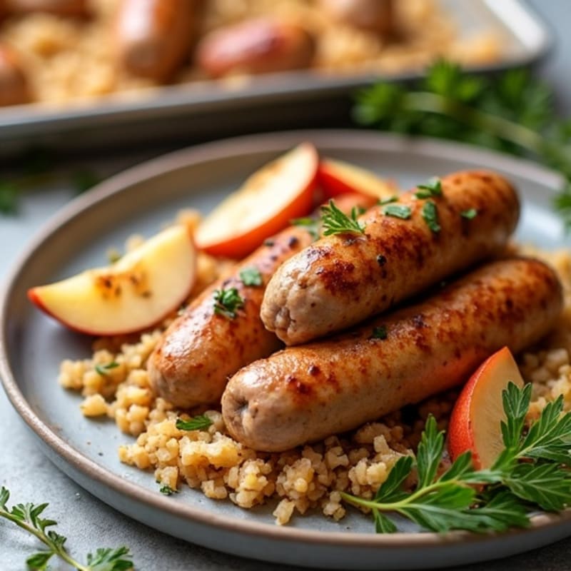 Sheet Pan Chicken Sausage with Roasted Sauerkraut and Apples